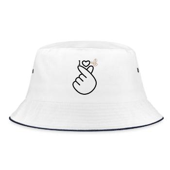 Love Coffee - Bucket Hat - Weiß/Navy - Vorne
