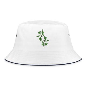 Olive Branch Illustration Green Elegant - Bucket Hat - white/navy - Front