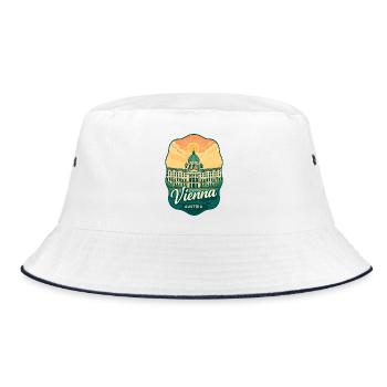Vienna Austria Hofburg Sunset Retro Reiseabzeichen - Bucket Hat - Weiß/Navy - Vorne