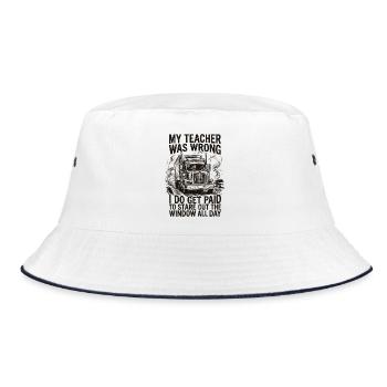 Funny Trucker Semi Truck Driver - Bucket Hat - white/navy - Front