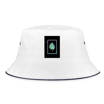 Monstera Neon Frame - Bucket Hat - Weiß/Navy - Vorne
