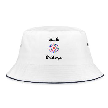 FRÜHLING. CHERRY. GARDEN. NATUR. FLOWER. FLOWER. - Bucket Hat - Weiß/Navy - Vorne
