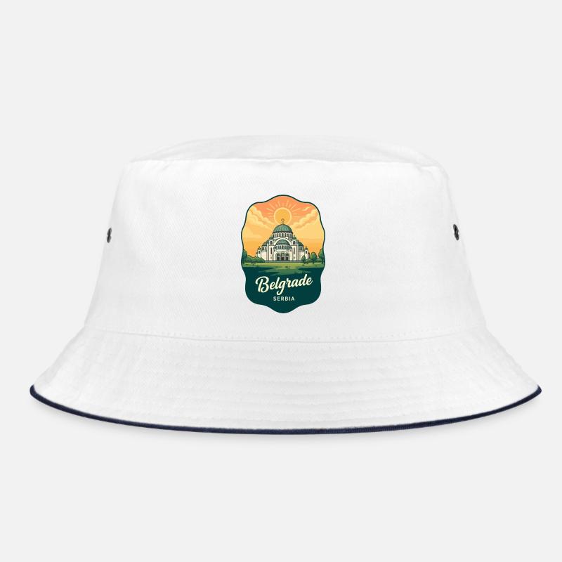 Belgrader Saint Sava Retro Sonnenuntergangs-Reiseabzeichen Bucket Hat