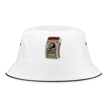 Lion Safety Matches Vintage Box - Bucket Hat - white/navy - Front