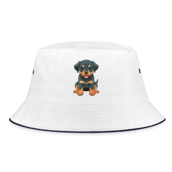 Dessin animé de chiot Rottweiler - Bob - blanc/marine - Devant