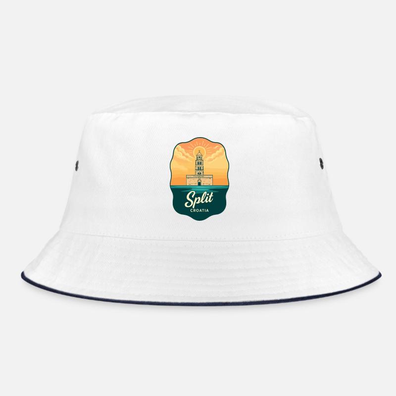 Split Diocletians Palac Vintage Travel Badge Bucket Hat