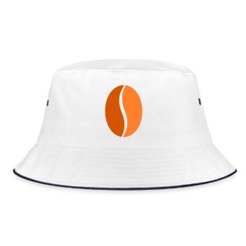 Coffee Bean Bean Flat Icon - Bucket Hat - white/navy - Front