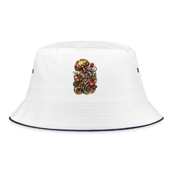Quallen-Tattoo-Ästhetik Grafik - Bucket Hat - Weiß/Navy - Vorne