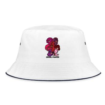 Girl Grrrl power riot 7 ladies Friseurin Hair 90s - Bucket Hat - Weiß/Navy - Vorne