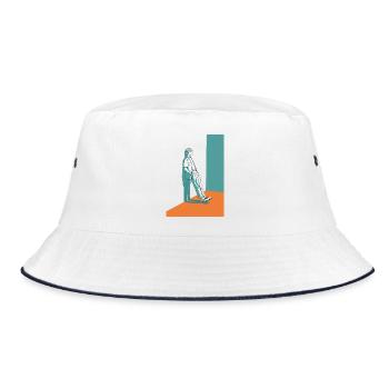Urbane Silhouette - Bucket Hat - Weiß/Navy - Vorne