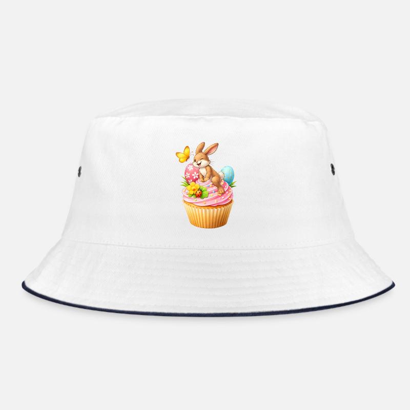 Cute Easter Bunny Cupcake with Colorful Easter Eggs Bucket Hat