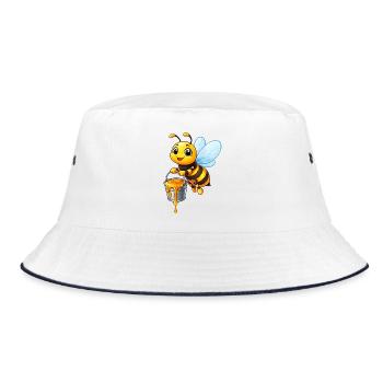 Dessin animé Abeille mignonne avec seau à miel - Bob - blanc/marine - Devant