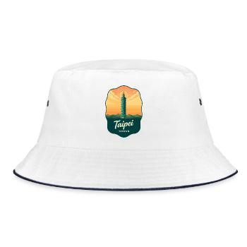 Taipei 101 Taiwan Vintage Sunset Travel Badge - Bucket Hat - white/navy - Front