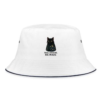 Moonlit Night Cat Star Cape - Bucket Hat - white/navy - Front