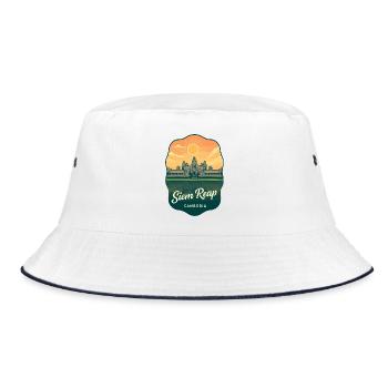 Badge de voyage vintage Siem Reap Angkor Wat - Bob - blanc/marine - Devant