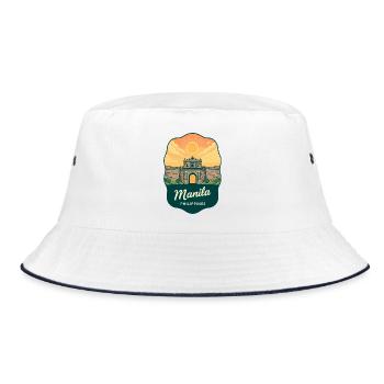 Manila Intramuros Retro Sunset Travel Badge - Bucket Hat - white/navy - Front