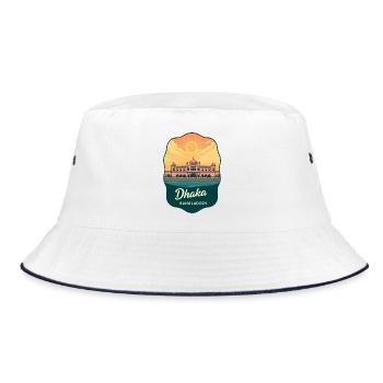 Dhaka Pink Palac Vintage Sunset Travel Badge - Bucket Hat - white/navy - Front