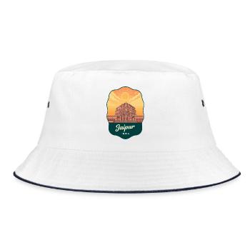Jaipur Hawa Mahal Vintage Sunset Travel Badge - Bob - blanc/marine - Devant