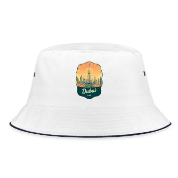 Badge de voyage Vintage Sunset de Dubaï Burj Khalifa - Bob - blanc/marine - Devant