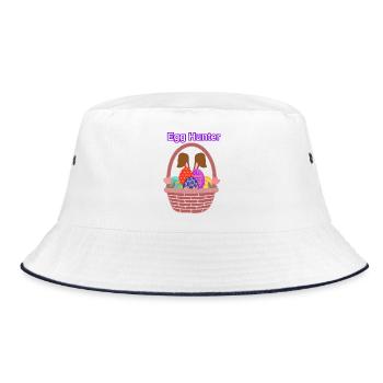 Egg Hunter Shirt – Easter Egg Hunt Tee - Bucket Hat - white/navy - Front