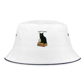 Quiet Magic: Cat Spells - Bucket Hat - white/navy - Front