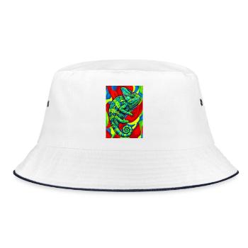 Chamäleon - Bucket Hat - Weiß/Navy - Vorne
