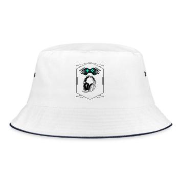 Futuristic Flaming Controller & Gaming Headset - Bucket Hat - white/navy - Front