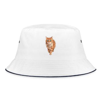 Chat Orange aux Yeux Bleus - Bob - blanc/marine - Devant