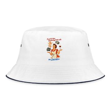 Retro Pin-Up Mom Humor – Multitasking Chaos - Bucket Hat - white/navy - Front