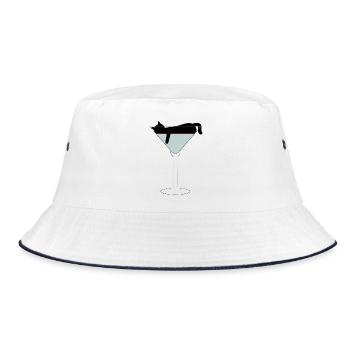 Cat in Glass Silhouette - Bucket Hat - white/navy - Front