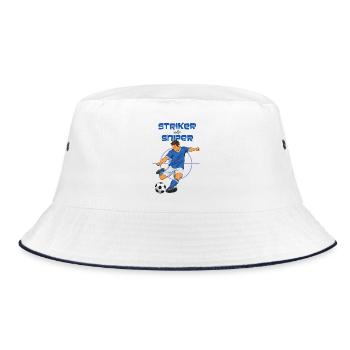 Striker Sniper Fußball-Design (Stürmer) - Bucket Hat - Weiß/Navy - Vorne