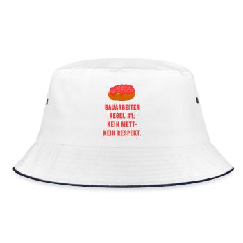 Bauarbeiter Regel Mett Respekt - Bucket Hat - Weiß/Navy - Vorne