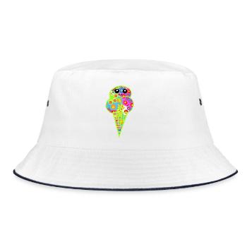 Retro Eis Vintage Kinder Kind 60er  - Bucket Hat - white/navy - Front