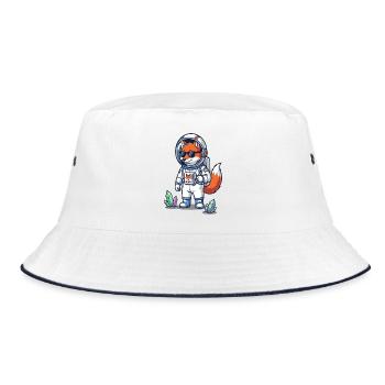 Cosmo Fox Astronaut Space Explorer - Bucket Hat - Weiß/Navy - Vorne