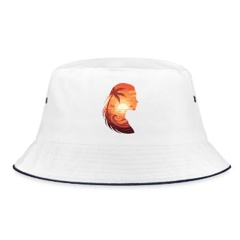 Sunset silhouette profile - Bucket Hat - white/navy - Front