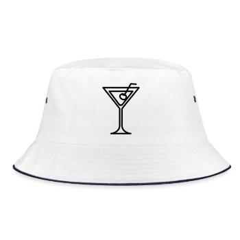 Cocktail - Bucket Hat - Weiß/Navy - Vorne