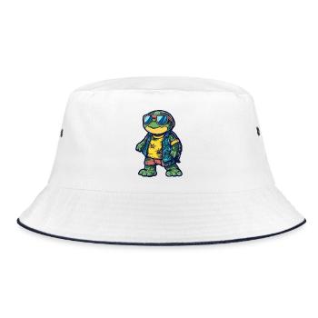 Turtle Comic Holiday - Bucket Hat - white/navy - Front