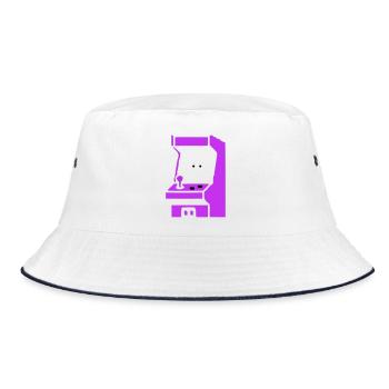  Spielautomat Arcade Silhouette - Bucket Hat - Weiß/Navy - Vorne