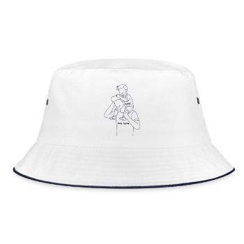 Vater trägt Kind auf Schultern - Bucket Hat - Weiß/Navy - Vorne