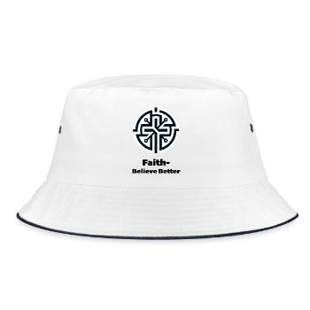 Kreisgeometrie Mandala-Circuit - Bucket Hat - Weiß/Navy - Vorne