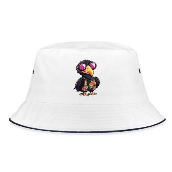 Harpy Bird Comic Holiday - Bucket Hat - white/navy - Front