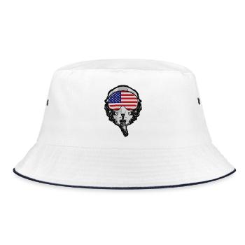 Casque de pilote américain avec drapeau américain - Bob - blanc/marine - Devant
