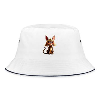 Ägyptische Katze von Anubis - Bucket Hat - Weiß/Navy - Vorne