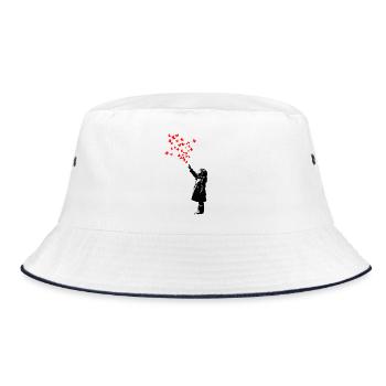 Schmetterlinge im Banksy-Stil - Bucket Hat - Weiß/Navy - Vorne