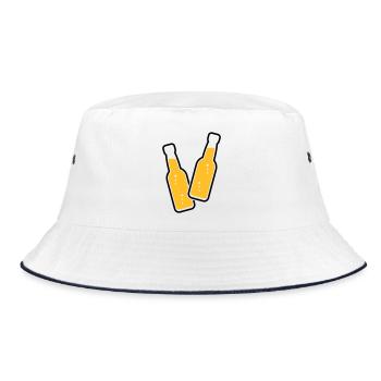 2 Flaschen Stoßen An (Bier / Limonade / POS 2C) - Bucket Hat - Weiß/Navy - Vorne