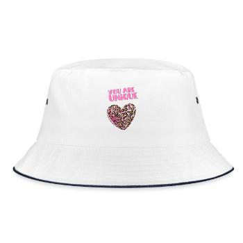 Du bist einzigartig Leopardenherz - Bucket Hat - Weiß/Navy - Vorne