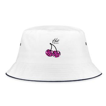 Pink leopard pattern cherry - Bucket Hat - white/navy - Front