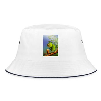 Funny Green Climbing Monster - Bucket Hat - white/navy - Front