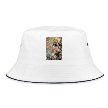 Abstract face in profile - Bucket Hat - white/navy - Front