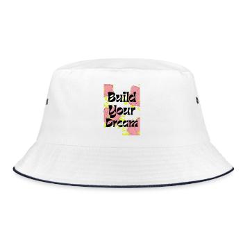 Roses Neon Typography Pattern - Bucket Hat - white/navy - Front